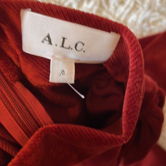 NWOT A.L.C. Marcel Long Sleeve Ruched Velvet Minidress in Sumac Sz 0 - Picture 10 of 12